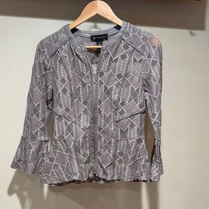 INC International Concepts Gray Geometric Blouse